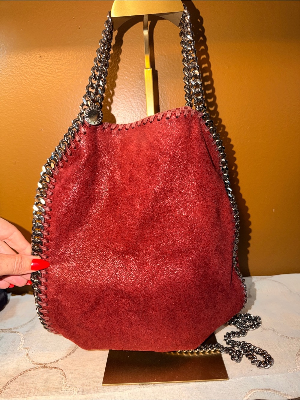 Stella McCartney Red Falabella-Style Chain Shoulder Bag - Picture 3 of 10